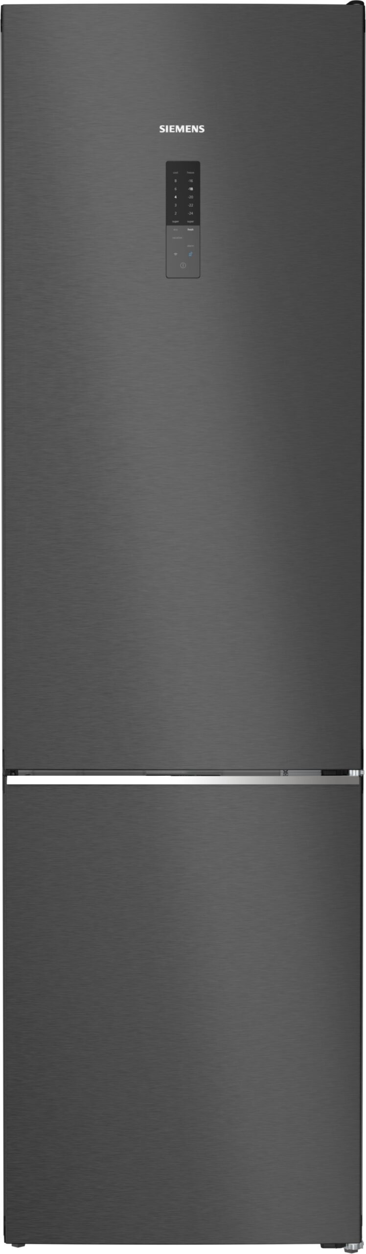 iQ500, Freistehende Kühl-Gefrier-Kombination mit Gefrierbereich unten, 203 x 60 cm, Gebürsteter schwarzer Stahl AntiFingerprint, KG39NAXCF