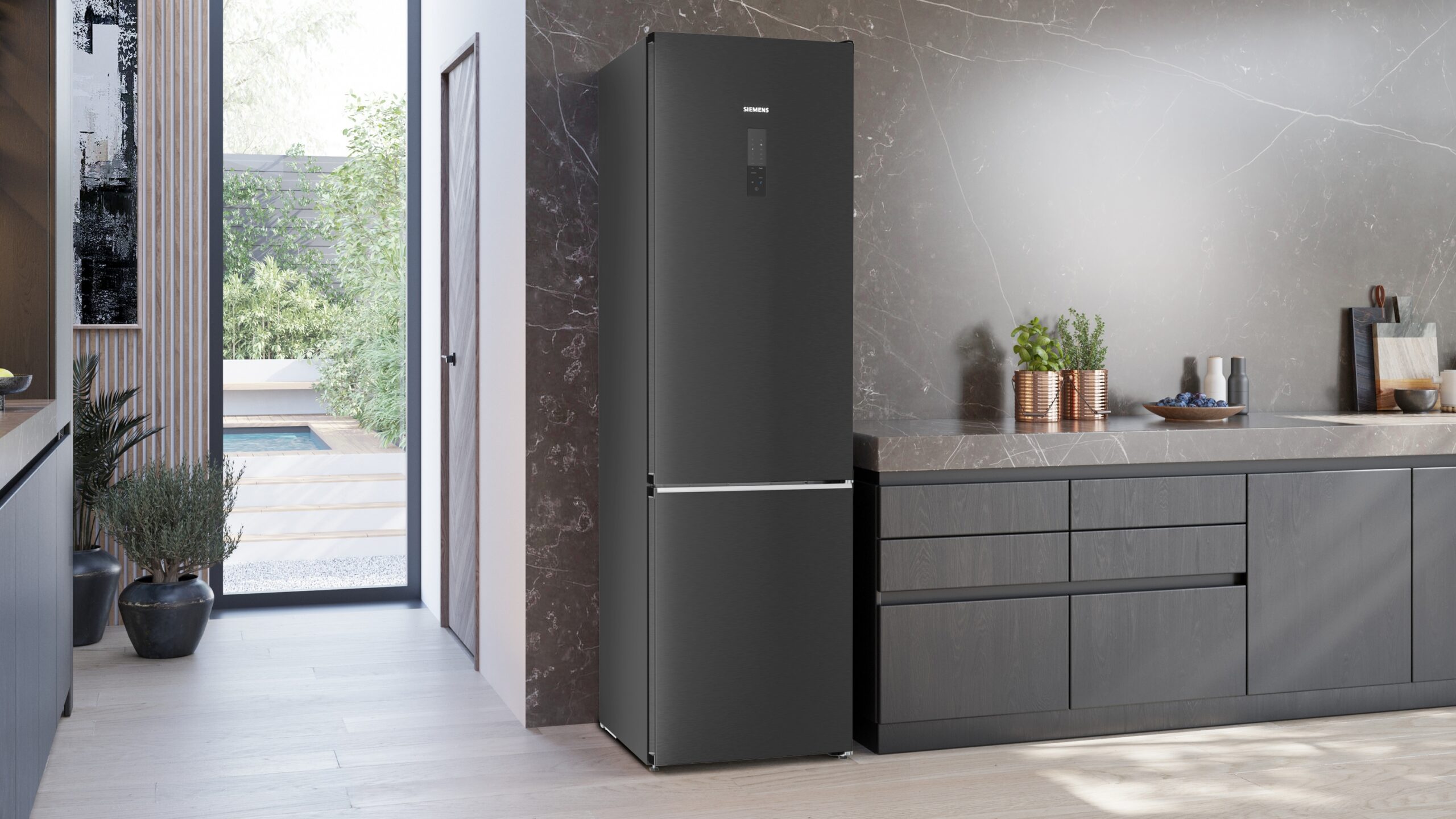 iQ500, Freistehende Kühl-Gefrier-Kombination mit Gefrierbereich unten, 203 x 60 cm, Gebürsteter schwarzer Stahl AntiFingerprint, KG39NAXCF – Bild 4