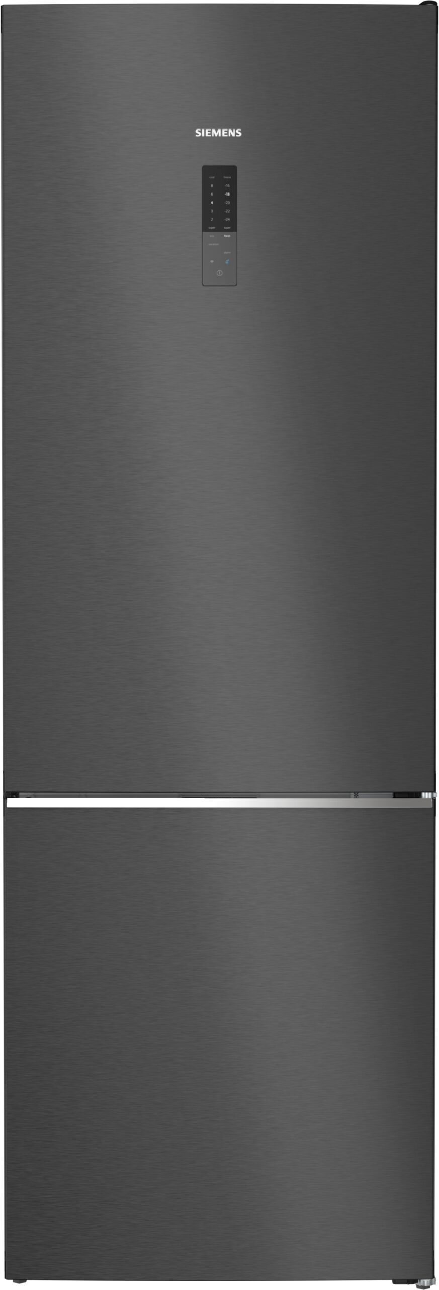 iQ500, Freistehende Kühl-Gefrier-Kombination mit Gefrierbereich unten, 203 x 70 cm, Gebürsteter schwarzer Stahl AntiFingerprint, KG49NAXCF