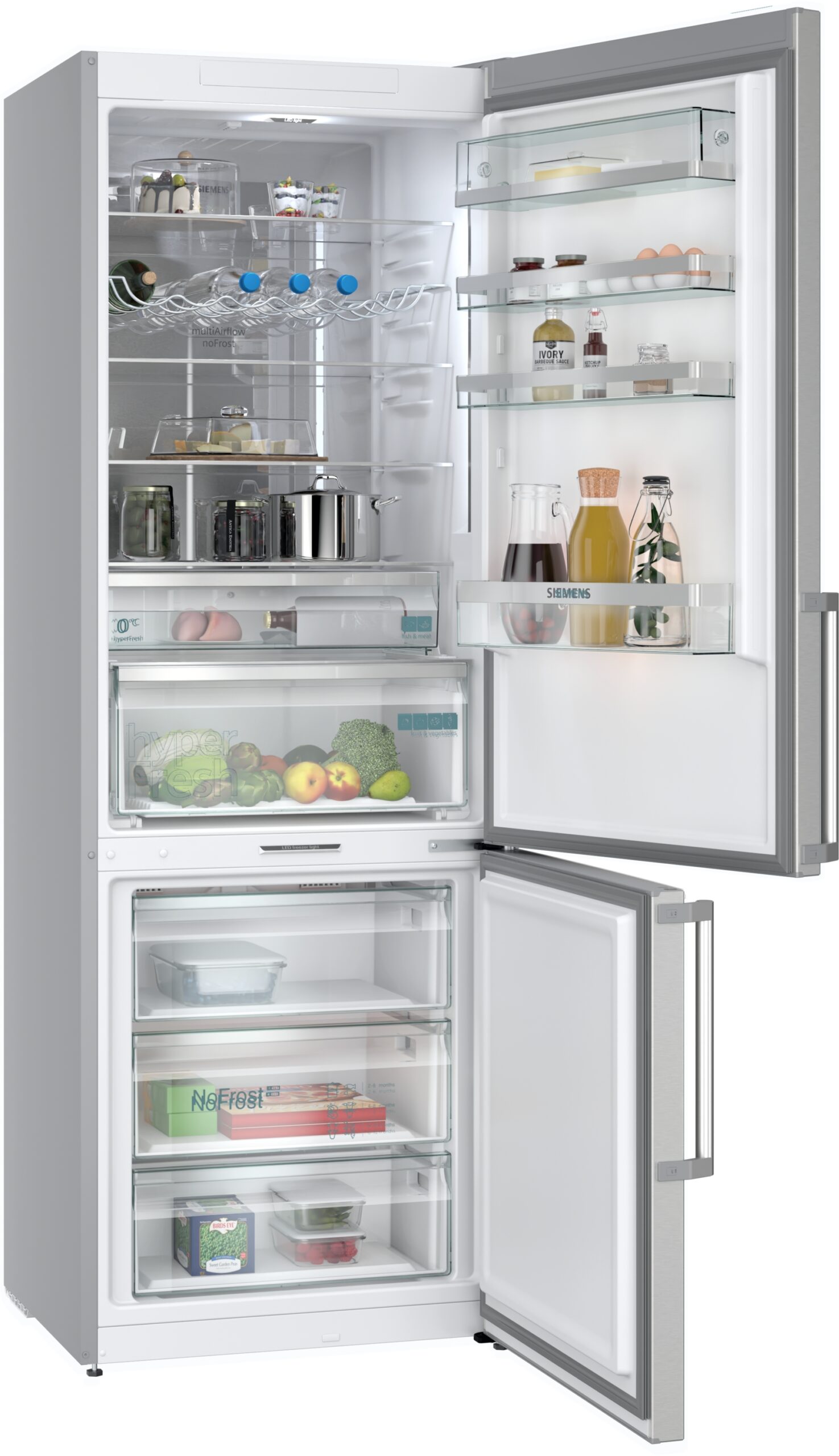 iQ500, Freistehende Kühl-Gefrier-Kombination mit Gefrierbereich unten, 203 x 70 cm, Gebürsteter Stahl, KG49NAICT – Bild 3