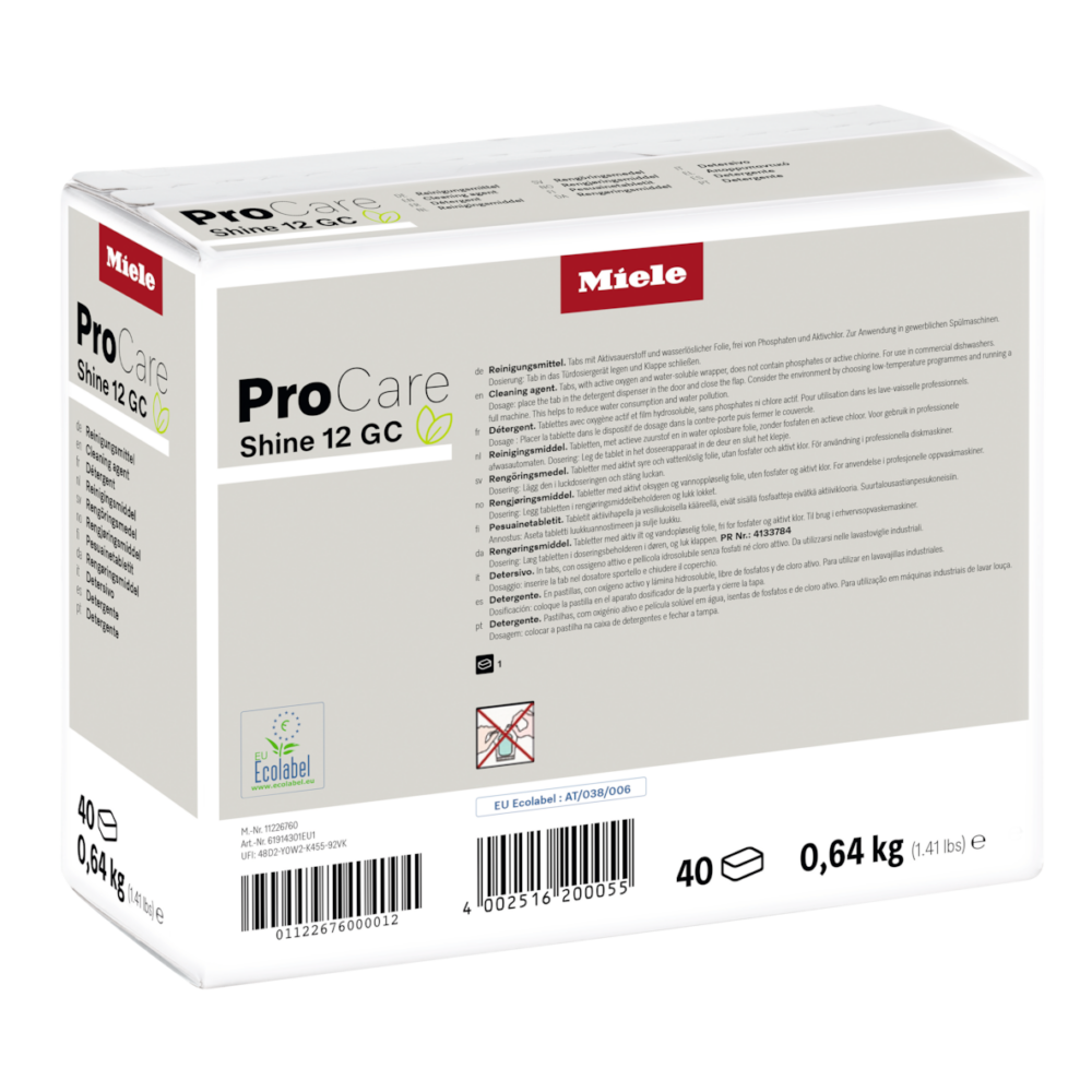 ProCare Shine 12 GC - 40 TabsReiniger-Tabs, 40 Stück mit EU Ecolabel