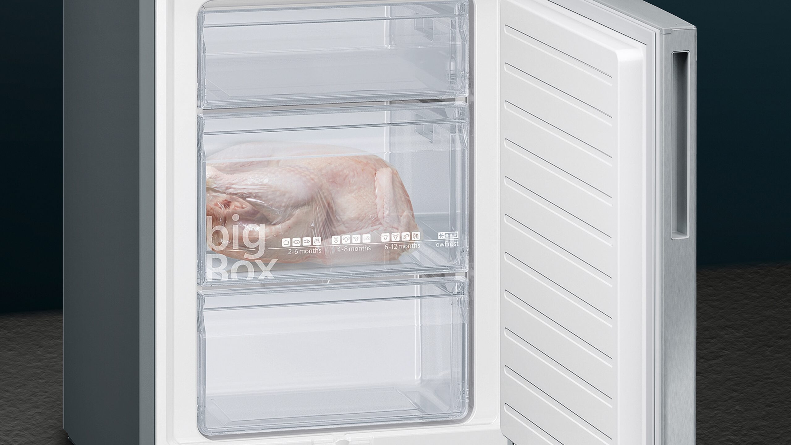 iQ500, Freistehende Kühl-Gefrier-Kombination mit Gefrierbereich unten, 201 x 60 cm, Gebürsteter Stahl, KG39E8IBA – Bild 7