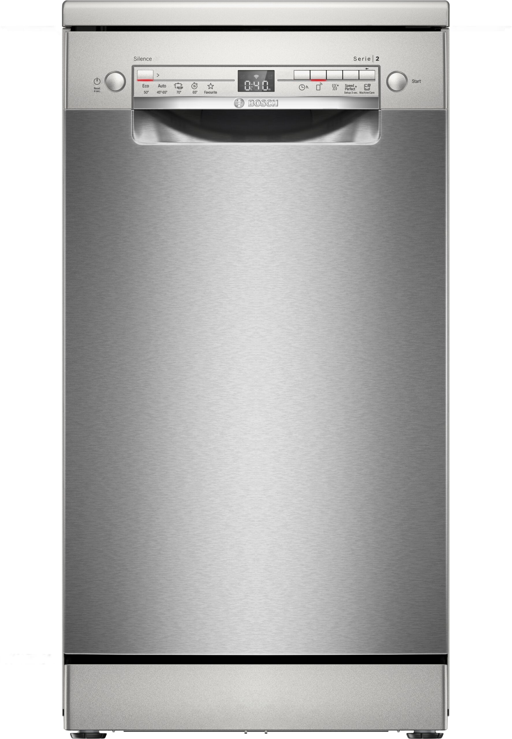 Serie 2, Freistehender Geschirrspüler, 45 cm, Gebürsteter Stahl mit Anti-Fingerprint, SPS2HMI42E