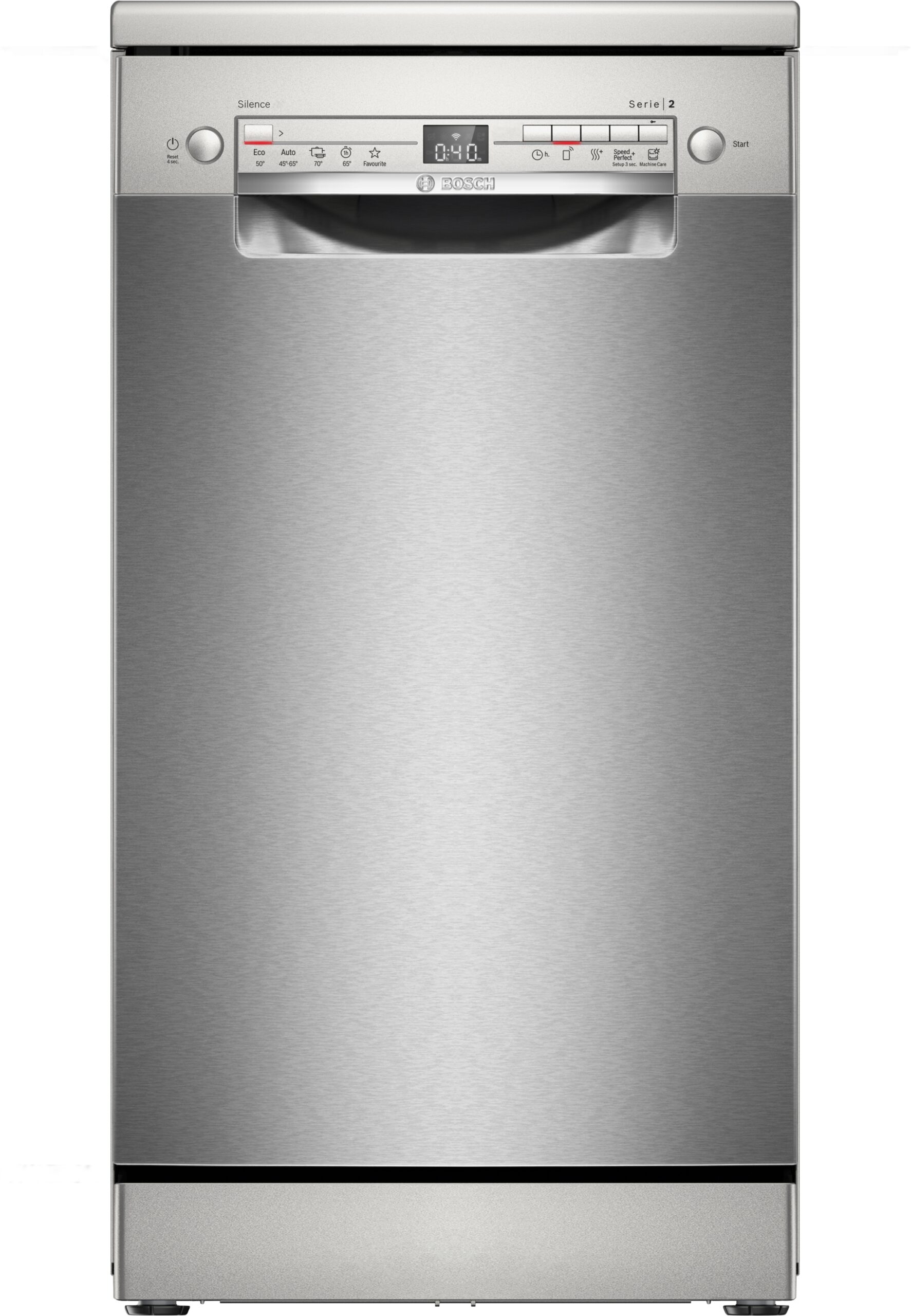 Serie 2, Freistehender Geschirrspüler, 45 cm, Gebürsteter Stahl mit Anti-Fingerprint, SPS2HKI42E