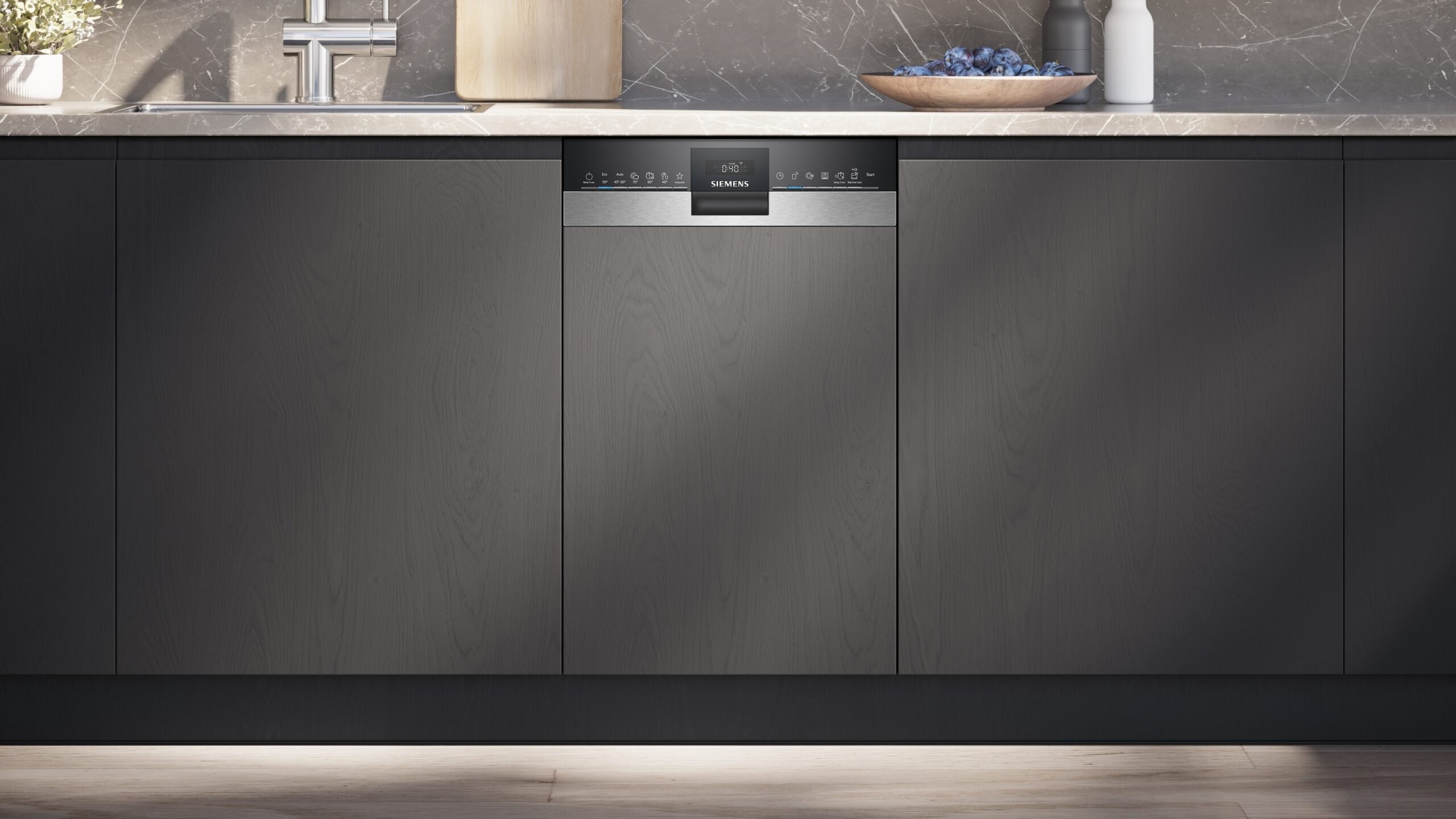 iQ500, Teilintegrierter Geschirrspüler, 45 cm, Gebürsteter Stahl, SR55ZS10ME – Bild 2