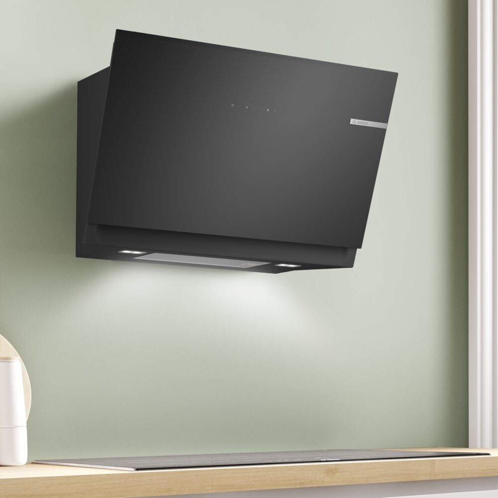 Alternative view of Serie 6, Umluft-Wandhaube, 80 cm, Klarglas schwarz bedruckt, Schwarz, DWJ81AN60