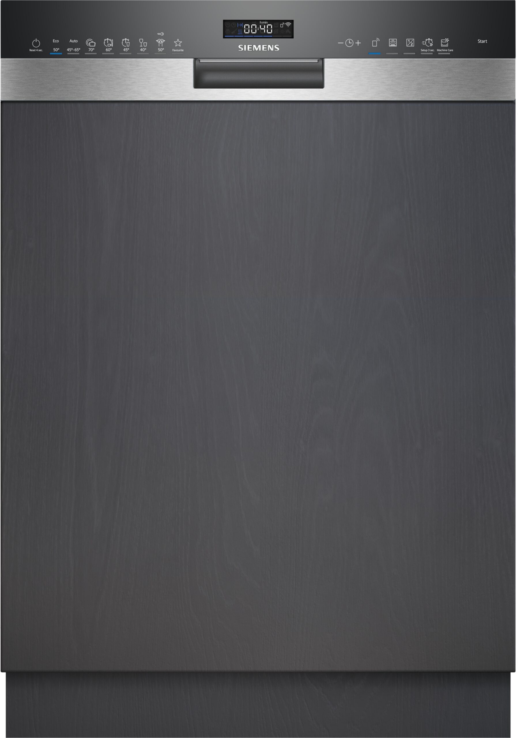 iQ500, Teilintegrierter Geschirrspüler, 60 cm, Gebürsteter Stahl, SN55ES12CE