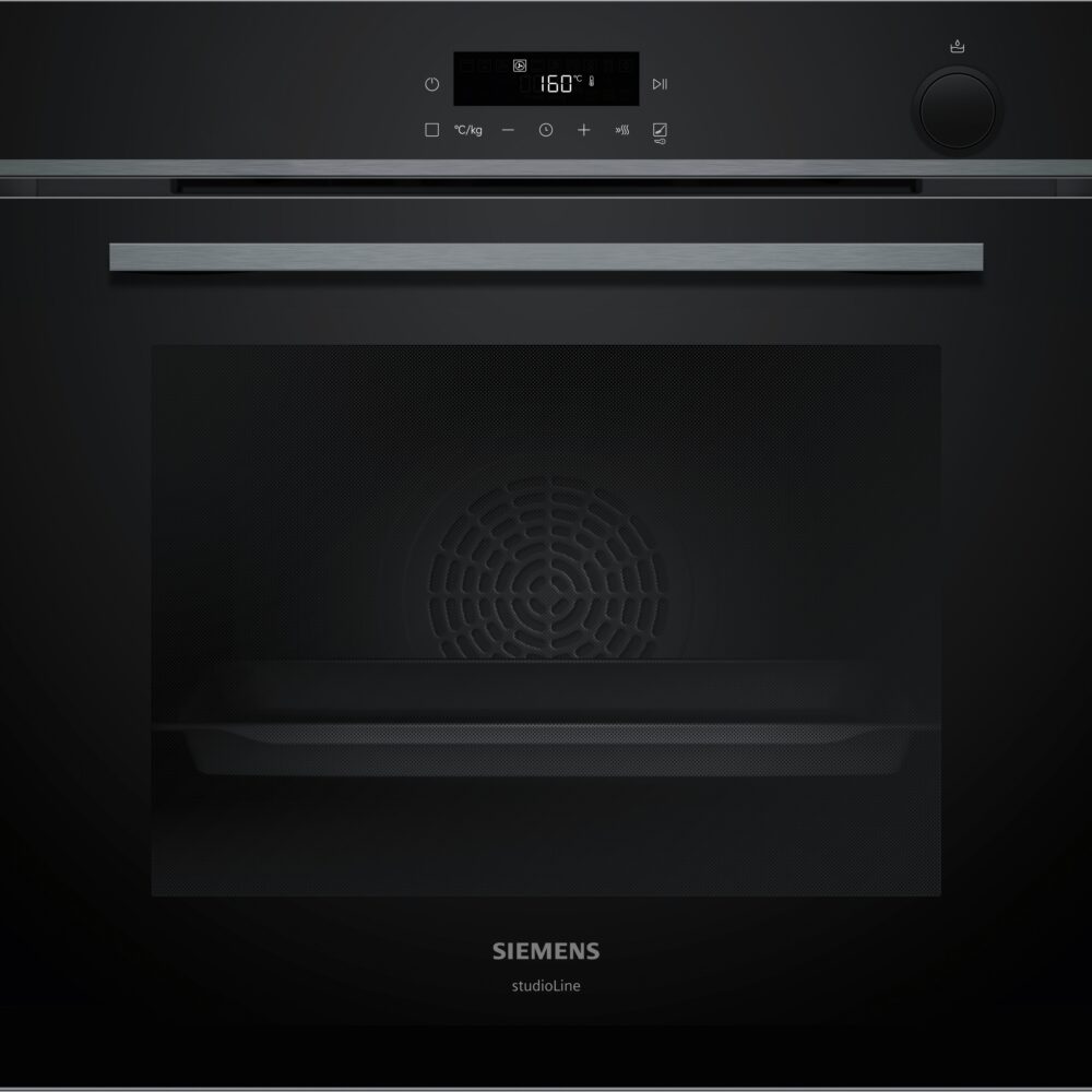 iQ300, Einbau-Backofen mit Dampfunterstützung, 60 x 60 cm, Schwarz, Edelstahl, HR472G0B3