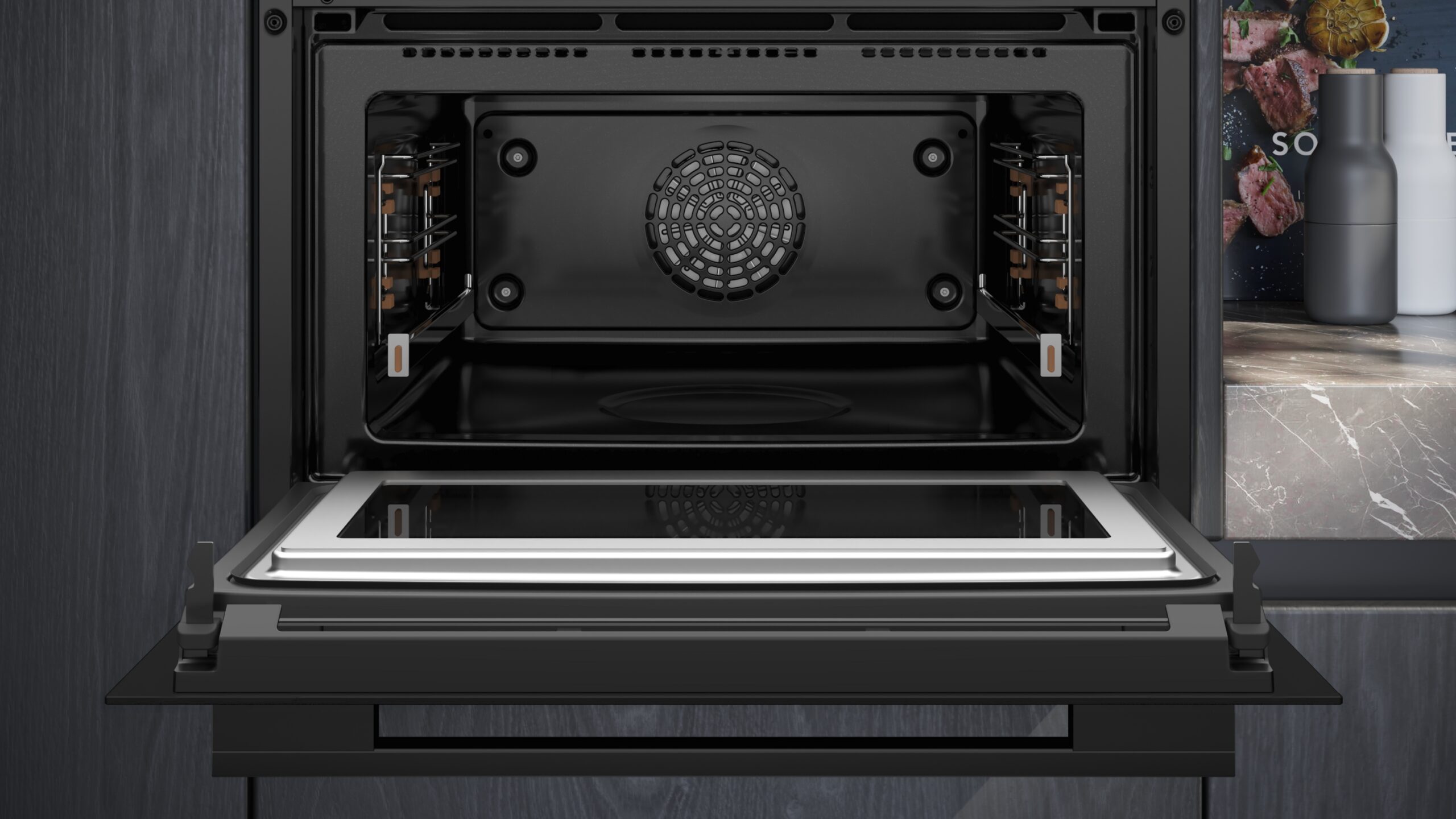 iQ700, Einbau-Kompaktbackofen mit Mikrowellenfunktion, 60 x 45 cm, Schwarz, Edelstahl, CM776GKB1 – Bild 3