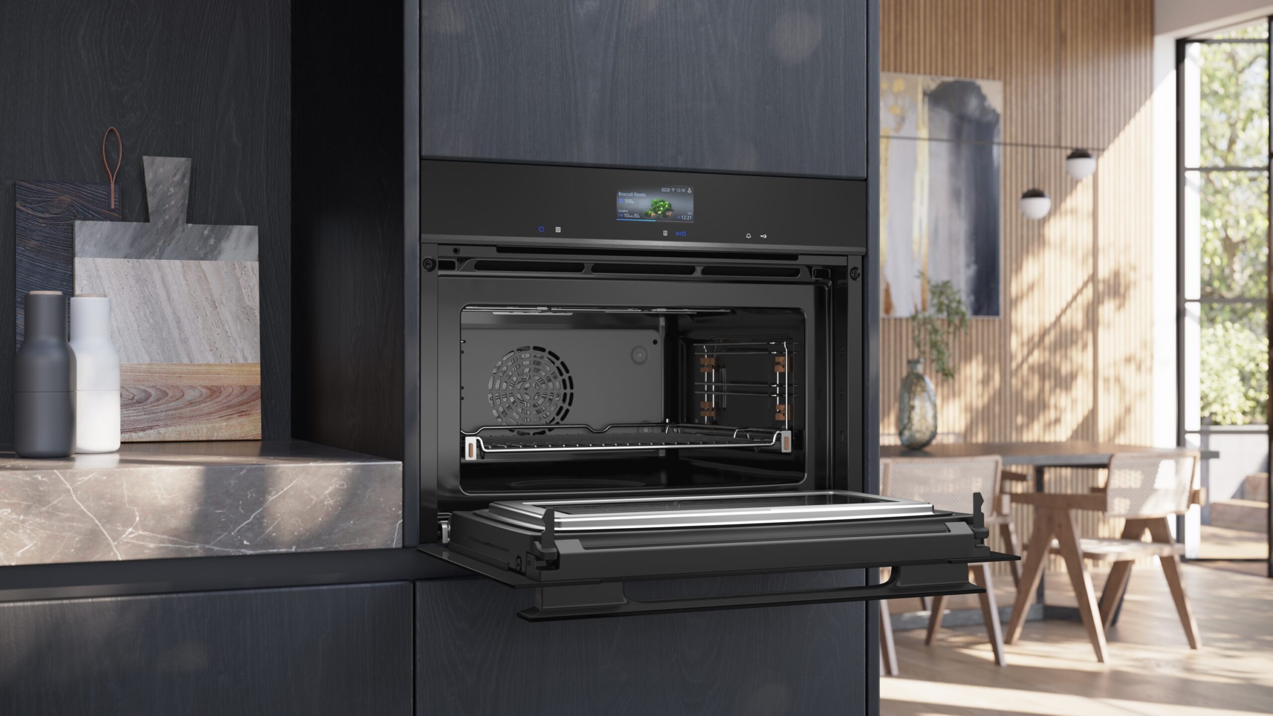 iQ700, Einbau-Kompaktbackofen mit Mikrowellenfunktion, 60 x 45 cm, Schwarz, Edelstahl, CM936GCB1 – Bild 4