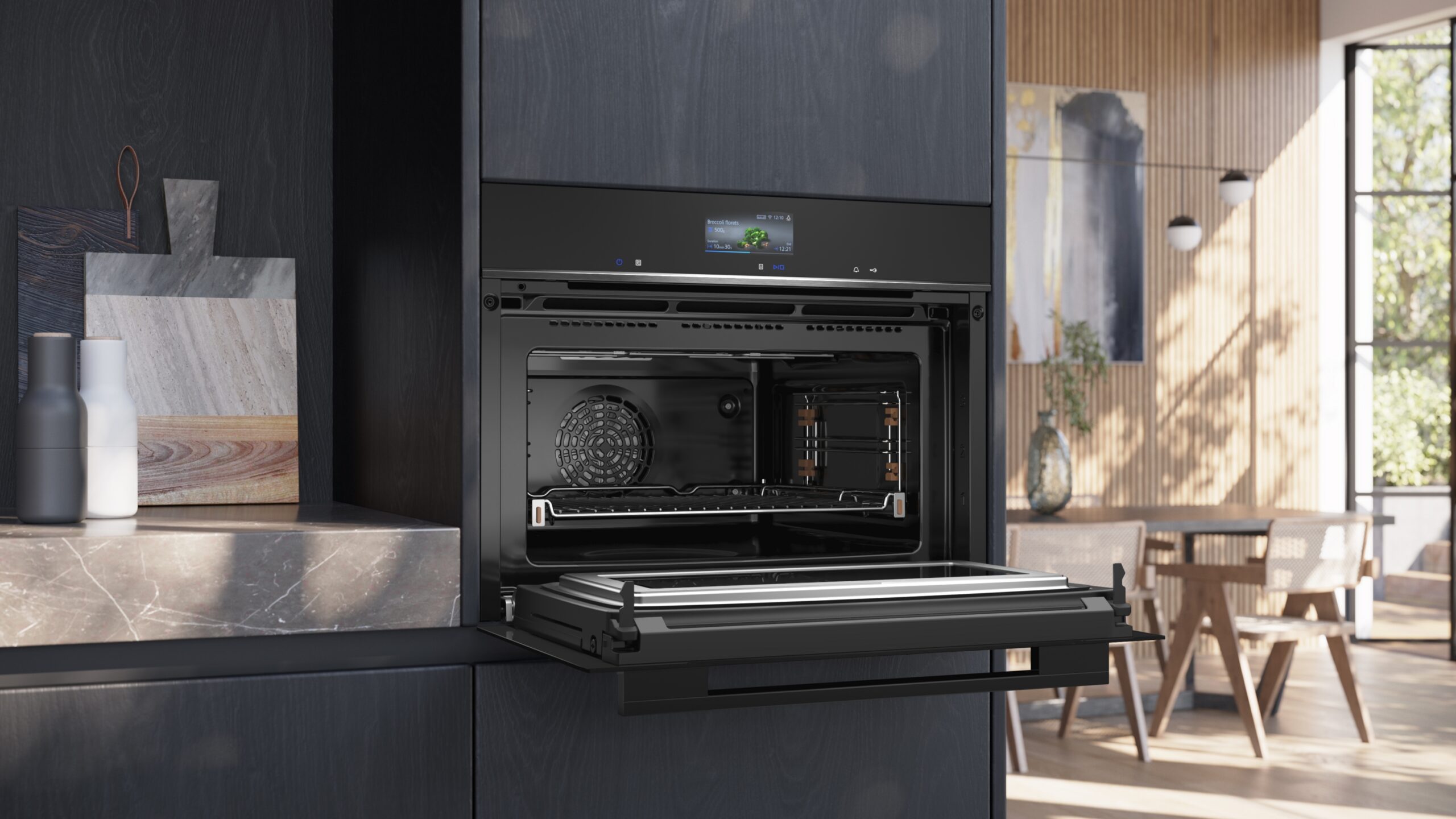 iQ700, Einbau-Kompaktbackofen mit Mikrowellenfunktion, 60 x 45 cm, Schwarz, Edelstahl, CM776GKB1 – Bild 4