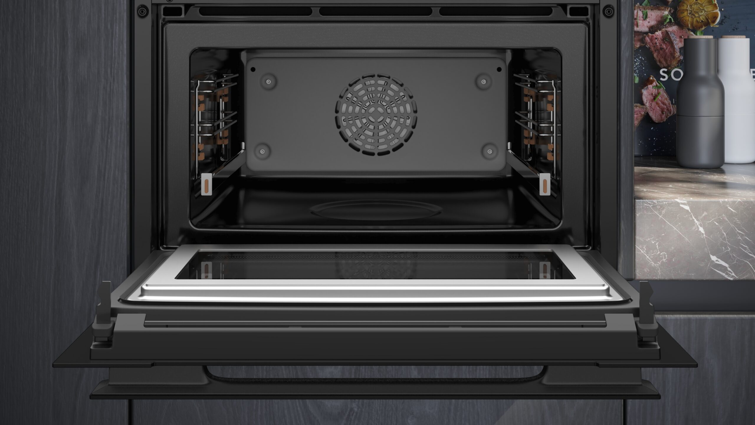 iQ700, Einbau-Kompaktbackofen mit Mikrowellenfunktion, 60 x 45 cm, Schwarz, Edelstahl, CM936GCB1 – Bild 3
