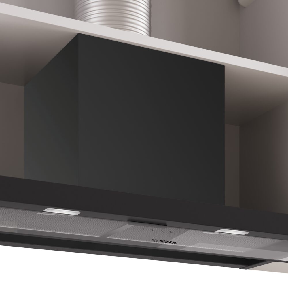 Serie 4, Integrierte Designhaube, 80 cm, Klarglas, Mattschwarz, DBB85CC60