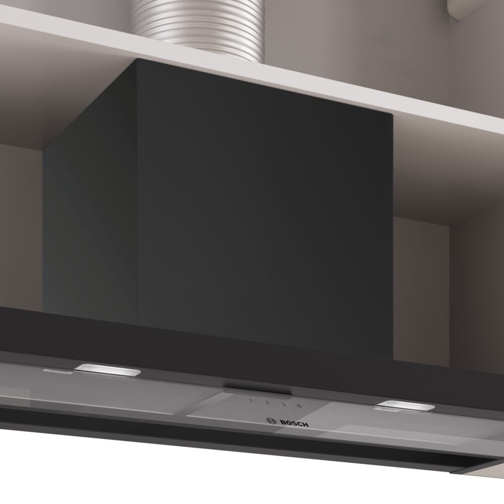 Serie 4, Integrierte Designhaube, 90 cm, Klarglas, Mattschwarz, DBB95CC60