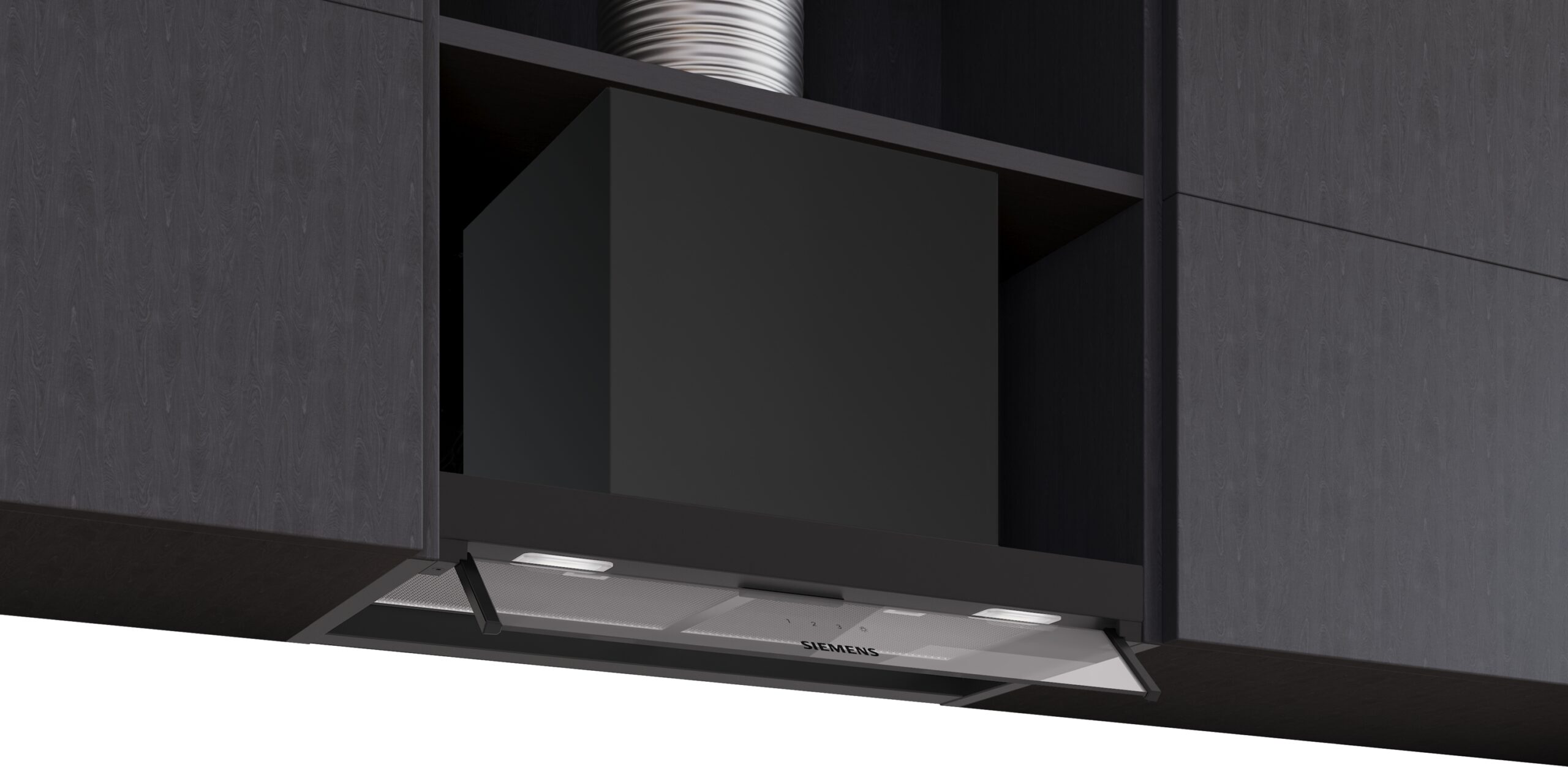 iQ300, Integrierte Designhaube, 60 cm, Klarglas, Mattschwarz, LJ65BCC60