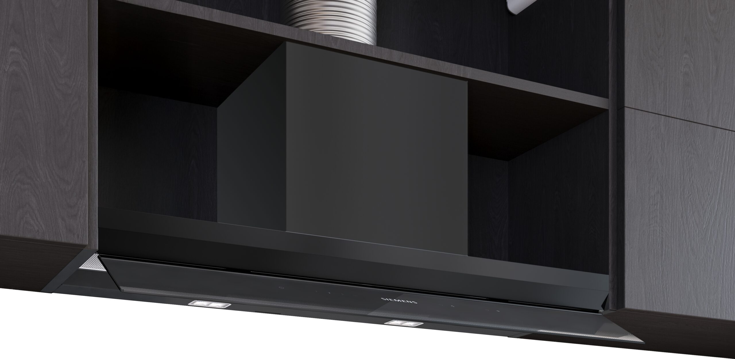 iQ500, Integrierte Designhaube, 90 cm, Klarglas schwarz bedruckt, Mattschwarz, LJ97BDP60
