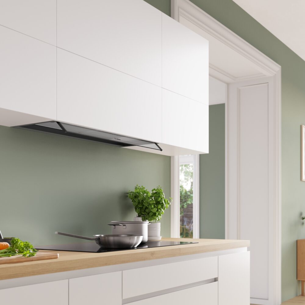 Alternative view of Serie 4, Integrierte Designhaube, 90 cm, Klarglas, Mattschwarz, DBB95CC60