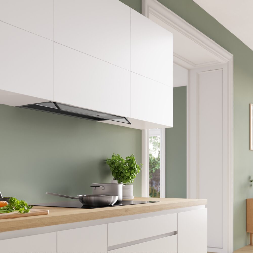 Alternative view of Serie 4, Integrierte Designhaube, 80 cm, Klarglas, Mattschwarz, DBB85CC60