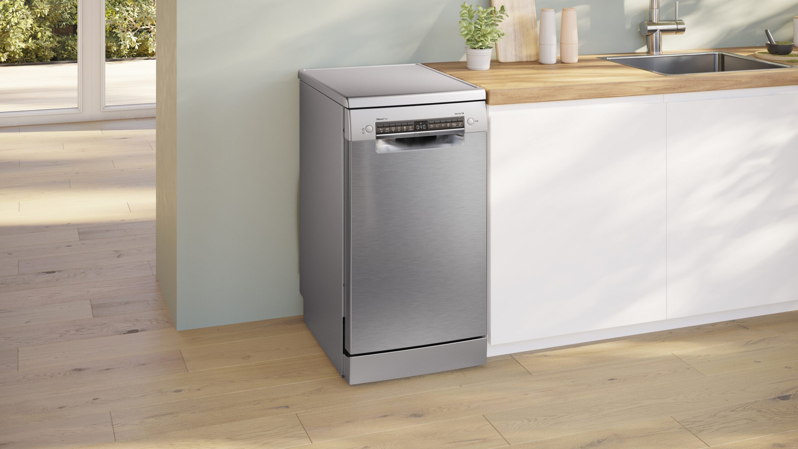 Serie 4, Freistehender Geschirrspüler, 45 cm, Gebürsteter Stahl mit Anti-Fingerprint, SPS4HMI13E – Bild 2