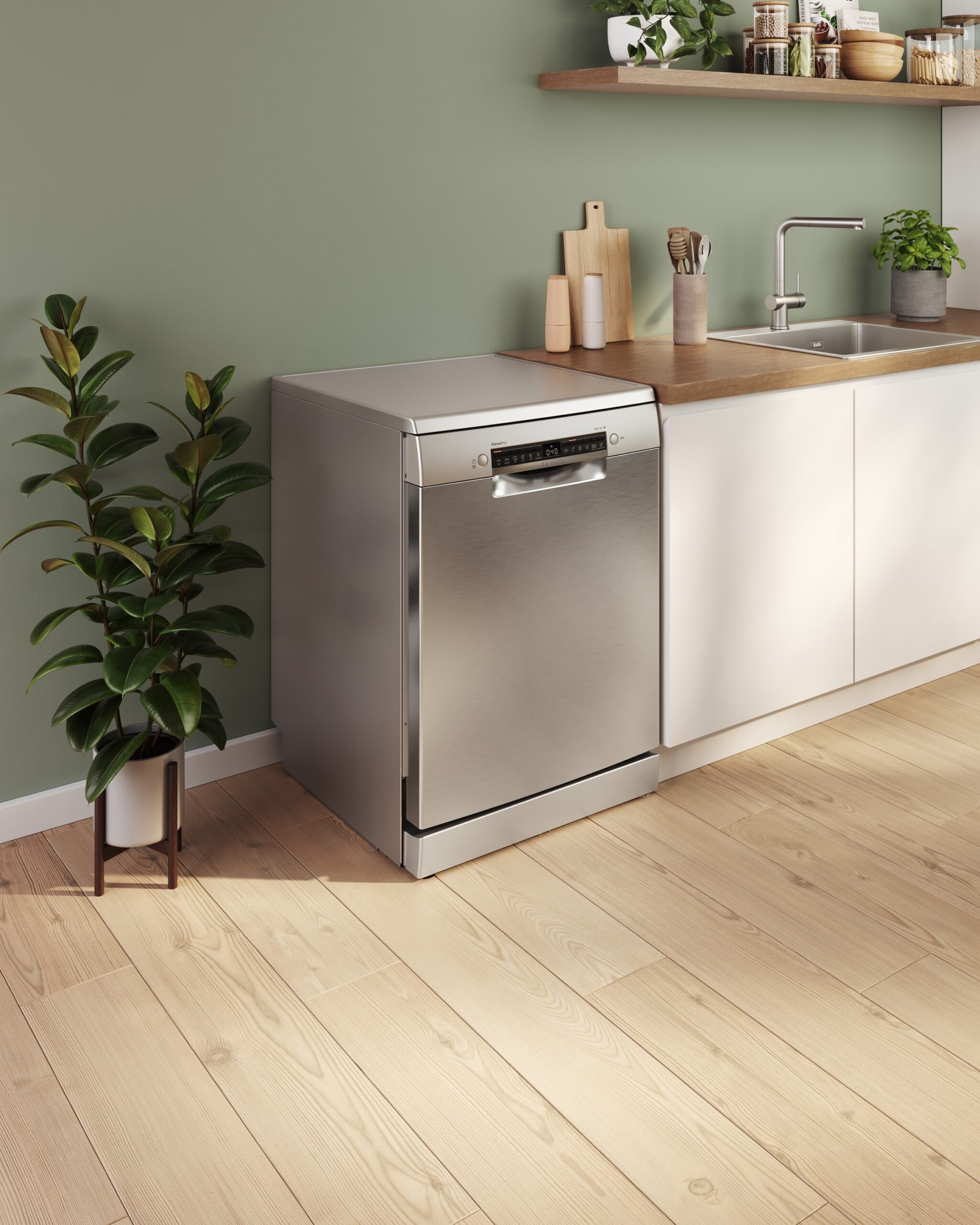 Serie 4, Freistehender Geschirrspüler, 60 cm, Gebürsteter Stahl mit Anti-Fingerprint, SMS4EMI06E – Bild 5
