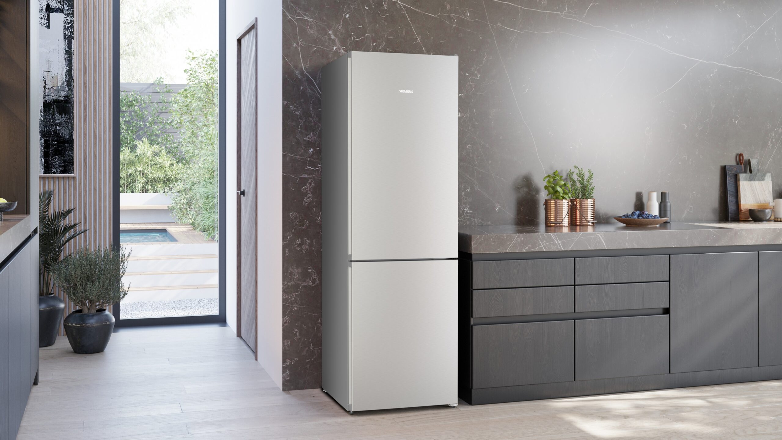 iQ300, Freistehende Kühl-Gefrier-Kombination mit Gefrierbereich unten, 186 x 60 cm, Gebürsteter Stahl, KG36NVIBG – Bild 2