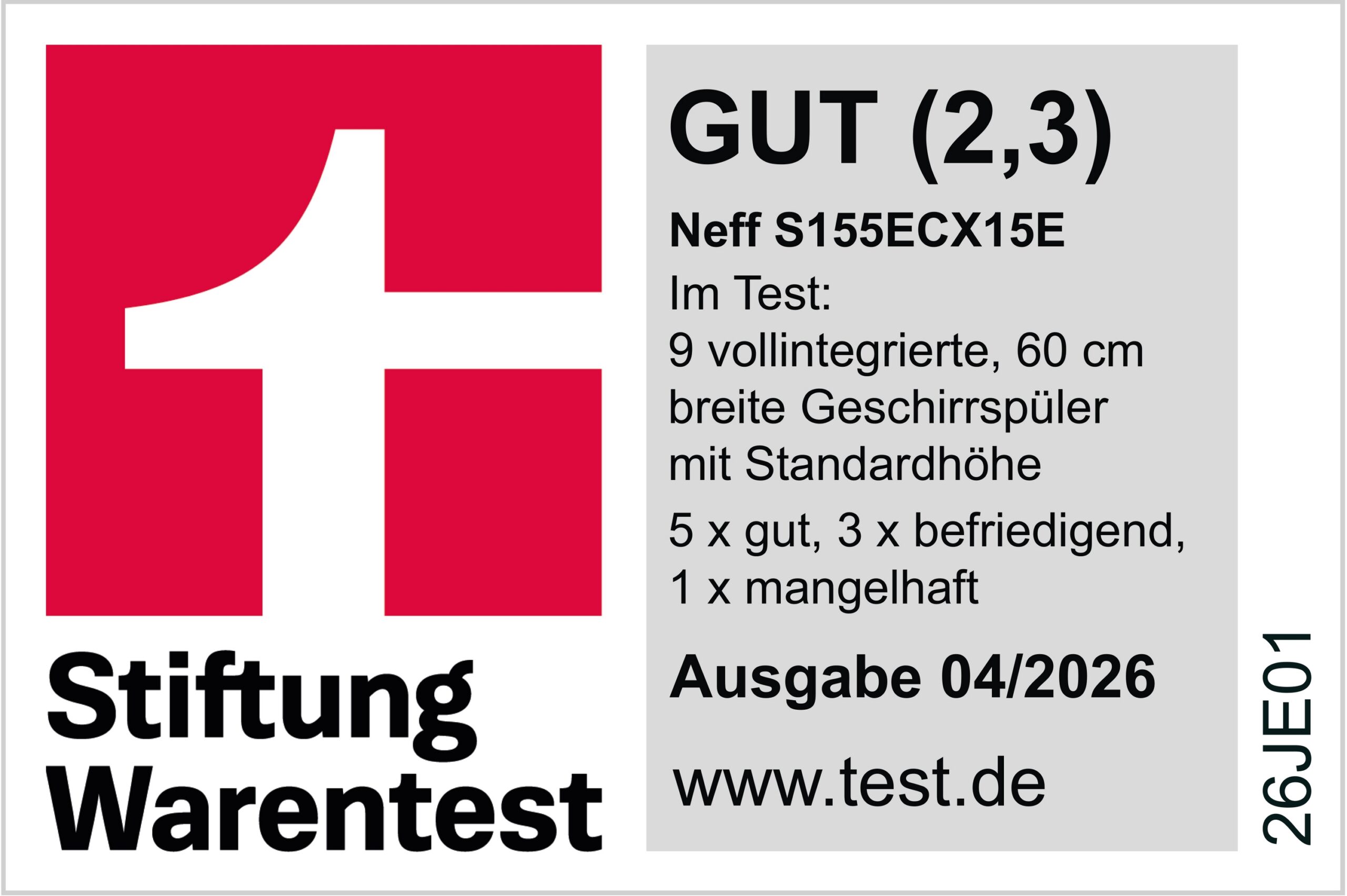 N 50, Geschirrspüler vollintegrierbar, 60 cm, S155ECX15E – Bild 2