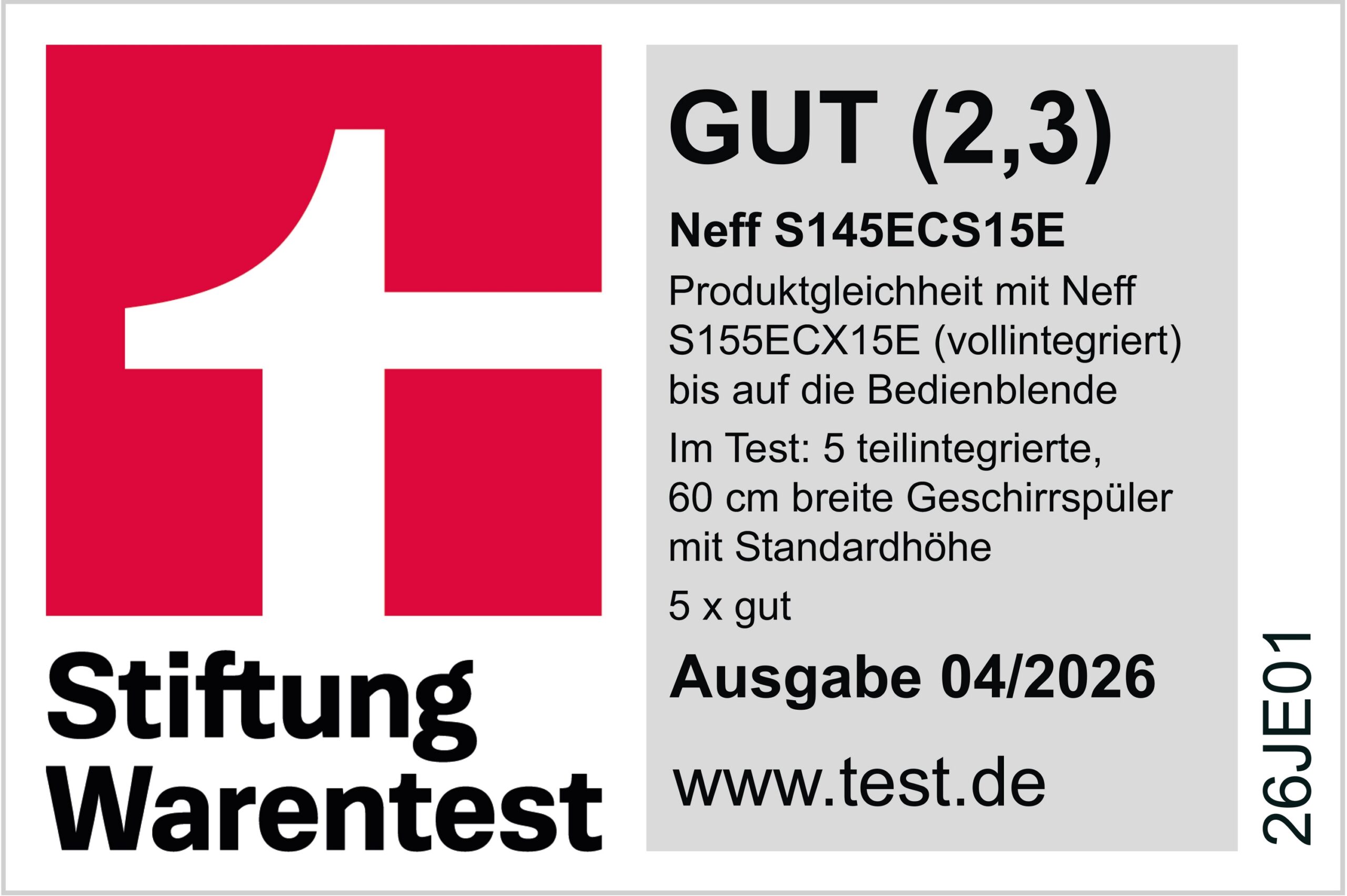 N 50, Geschirrspüler integrierbar, 60 cm, Gebürsteter Stahl, S145ECS15E – Bild 5